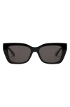 Mohala Eyewear Kai 55mm Low Bridge Wide Width Polarized Cat Eye Sunglasses In Black Lava/gray Lenses