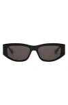 Mohala Eyewear Kalani 55mm Low Bridge Wide Width Polarized Square Sunglasses In Black Lava/gray Lens