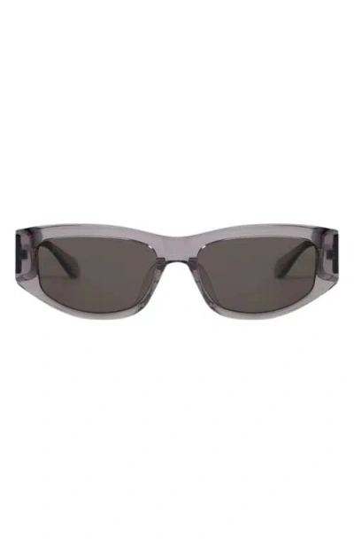 Mohala Eyewear Kalia 55mm Low Bridge Wide Width Polarized Oval Sunglasses In Gray