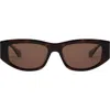 Mohala Eyewear Kalia 55mm Medium Bridge Wide Width Polarized Oval Sunglasses In Brown