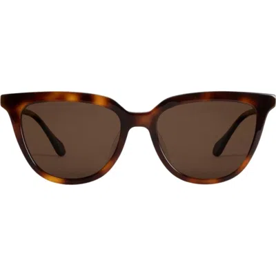 Mohala Eyewear Lanikai 53mm Low Nose Bridge Wide Width Polarized Cat Eye Sunglasses In Ember Glow/tan Lenses
