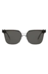 Mohala Eyewear Malia 55mm Low Nose Bridge Wide Width Polarized Square Sunglasses In Smoke/gray Lenses