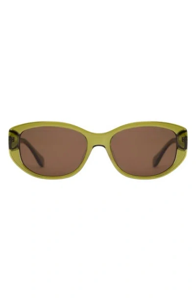Mohala Eyewear Melialani Polarized Low Bridge Oval Sunglasses In Green