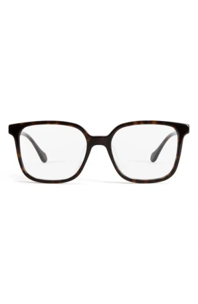 Mohala Eyewear Nani 50mm Low Nose Bridge Narrow Width Square Optical Glasses In Kukui Tortoise/clear Lenses