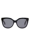 Mohala Eyewear Pikake 55mm Low Bridge Medium Width Polarized Cat Eye Sunglasses In Black Lava