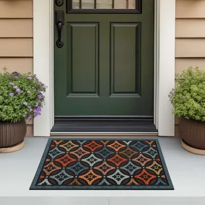 Mohawk Home Clementine Basket Rubber Backed Low Pile Non-slip Geometric Indoor/outdoor Doormat In Multi