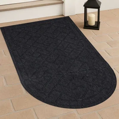 Mohawk Home Diagonal Pavers Arched Rubber Backed Low Pile All Weather Non-slip Geometric Indoor/outdoor Doormat In Black