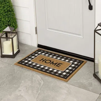 Mohawk Home Fall Welcome Home Black/white Geometric Weather Resistant Non-slip Outdoor Door Mat In Black,white