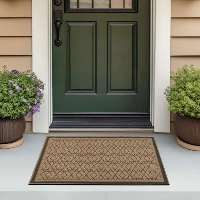 Mohawk Home Geo Groove Rubber Backed Low Pile Non-slip Geometric Indoor/outdoor Doormat In Brown