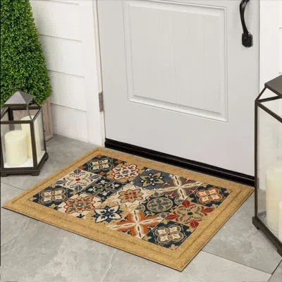 Mohawk Home Morocco Midnight Multicolor Ornamental Recycled Rubber Weather Resistant Indoor/outdoor Door Mat In Multi;multi