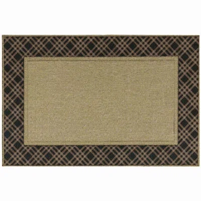 Mohawk Home Plaid Border Rubber Backed Low Pile All Weather Non-slip Geometric Indoor/outdoor Doormat In Brown
