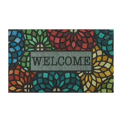 Mohawk Home Recycled Rubber Floret Outdoor Rectangular Doormat In Multi