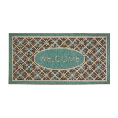 Mohawk Home Retro Tiles Polyester 24"x48" Doormat In Blue