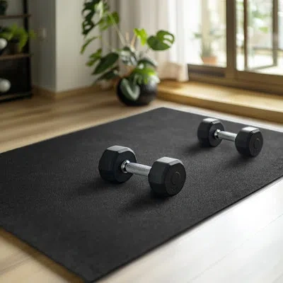Mohawk Home Solid Multi Purpose 1/2" Non Skid Heavy Duty Rubber Gym Mat 2' X 4' In Black