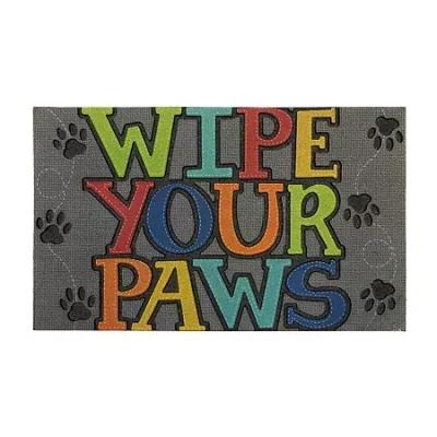 Mohawk Home Wipe Your Paws Recycled Rubber 18"x30" Rectangular Doormat In Gray