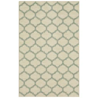 Mohawk Home Woodbridge White/blue Transitional Geometric Area Rug