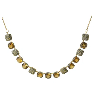 Pre-owned Moi Cairo Gold Silver Diamond Sapphire And Quartz Necklace In Blue