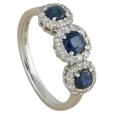 Pre-owned Moi Cerys Gold Blue Sapphire And Diamond Engagement Ring