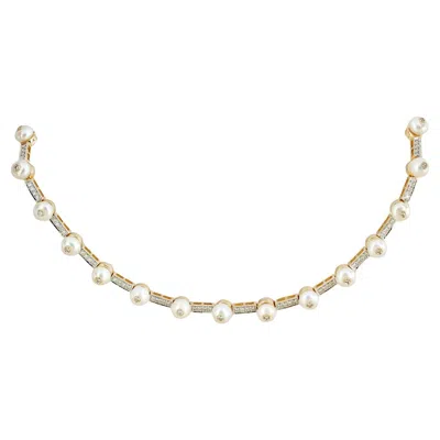 Pre-owned Moi Chicago Pearl And Diamond Necklace In Multi