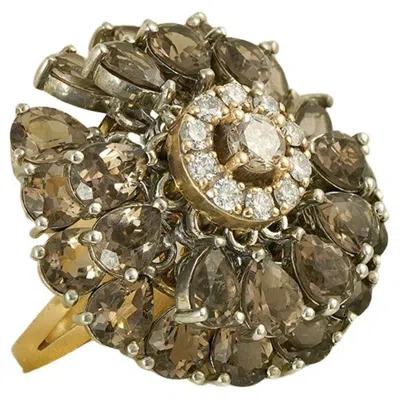Pre-owned Moi Dahlia Gold Diamond And Quartz Ring In Multi