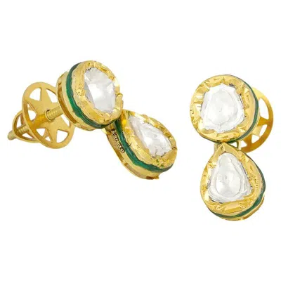 Pre-owned Moi Dia Gold And Uncut Diamond Earrings In Multi