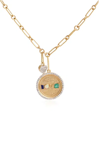 Pre-owned Moi Love Gold And Diamond Medallion Necklace In Multi