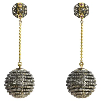 Pre-owned Moi Luna Gold Diamond And Ruby Earrings In Multi