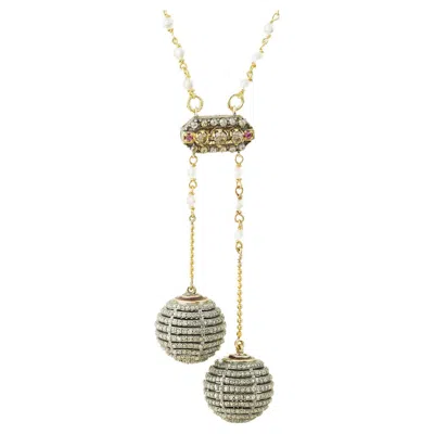 Pre-owned Moi Luna Gold Diamond Ruby Brooch And Necklace In Multi