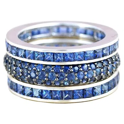 Pre-owned Moi Mila Blue Sapphire Stackable Ring Set