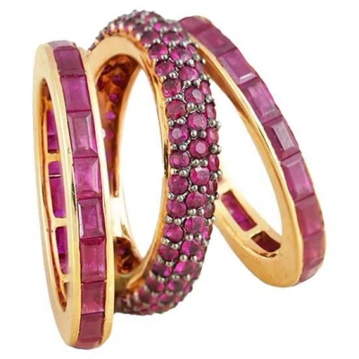 Pre-owned Moi Mila Ruby Stackable-ring In Multi