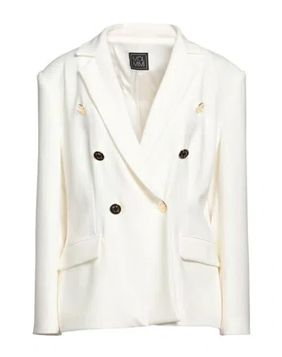 Moi Mimi Woman Blazer White Size 10 Polyester, Elastane
