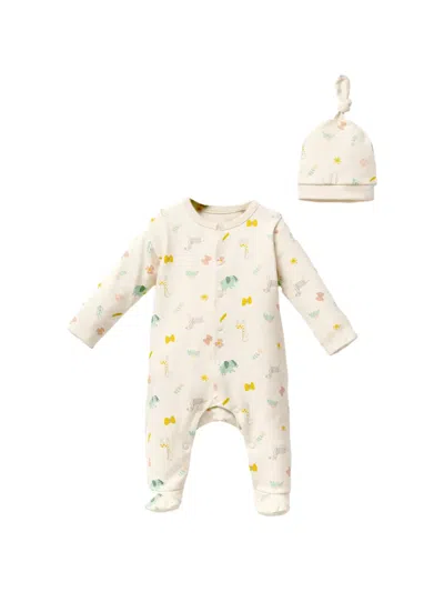 Moi Noi Animal-print Babygrow In White