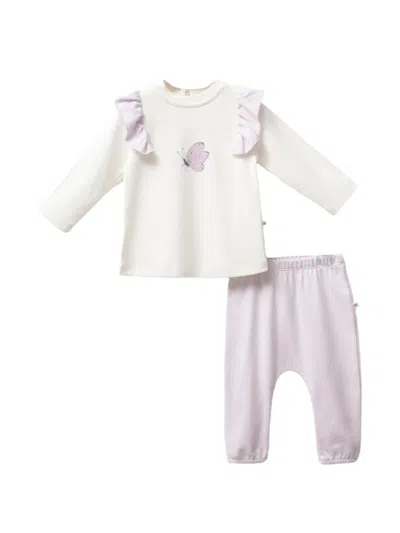 Moi Noi Babies' Butterfly-print Ruffled Outfit Set In Purple