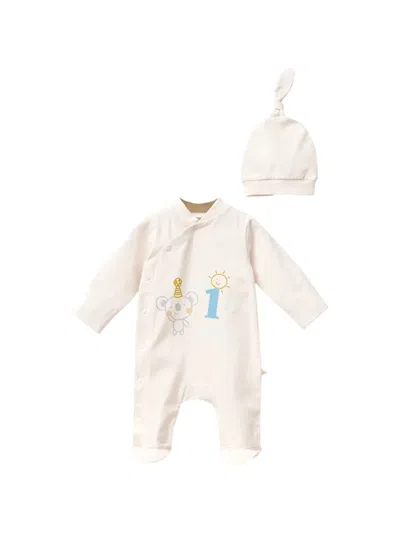 Moi Noi First Graphic Babygrow (set Of Two) In Neutral