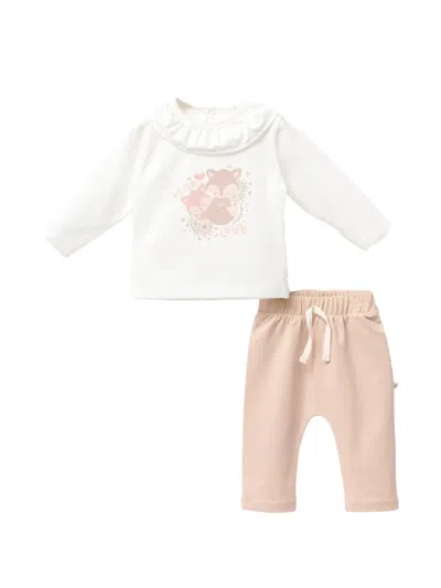 Moi Noi Babies' Fox-graphic Ruffled Outfit In White
