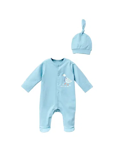 Moi Noi Goose-graphic Babygrow In Blue
