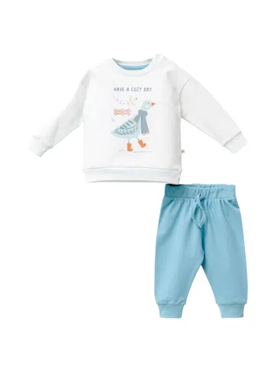 Moi Noi Babies' Goose-graphic Cotton Trousers In Blue