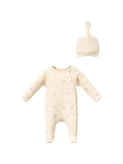 Moi Noi Leaf-print Babygrow (set Of Two) In Neutral