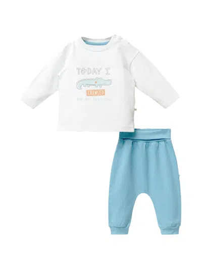 Moi Noi Babies' Printed Trousers (set Of Two) In Blue