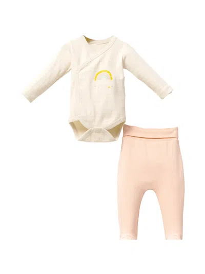 Moi Noi Babies' Rainbow-print Bodysuit Outfit (set Of Two) In Neutral