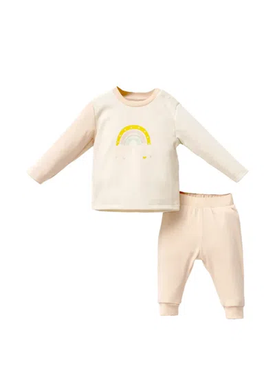 Moi Noi Babies' Rainbow-print Trousers (set Of Two) In Neutral