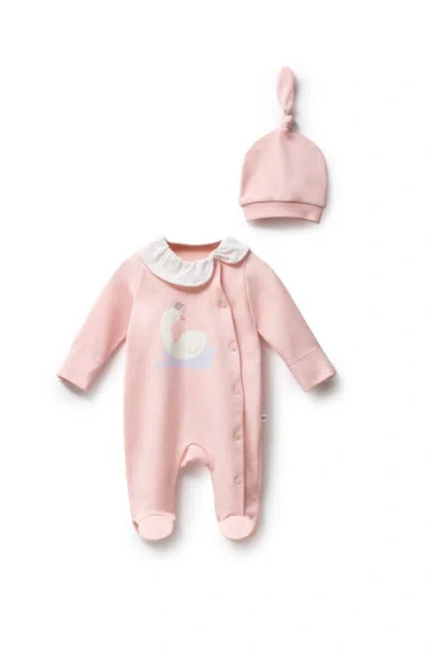 Moi Noi Babies'  Swan One-piece Set In Pink