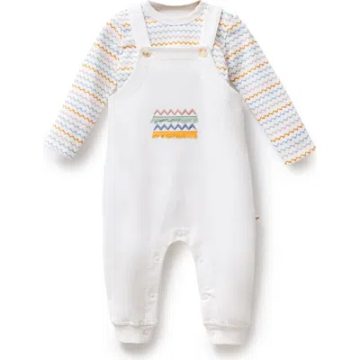 Moi Noi Kids'  Zigzag Overalls Set In White