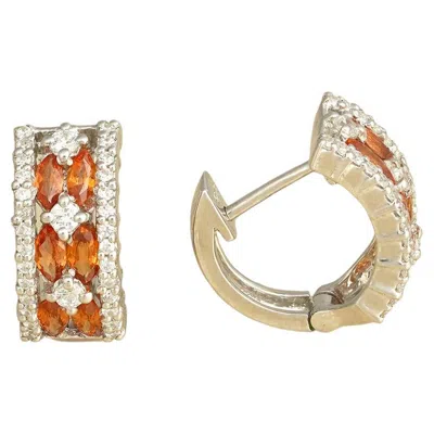Pre-owned Moi Phoebe Gold Diamond And Orange Sapphire Earrings