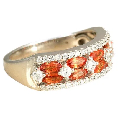 Pre-owned Moi Phoebe Gold Diamond And Orange Sapphire Ring