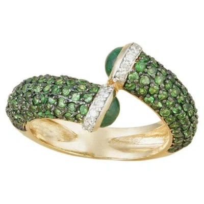 Pre-owned Moi Rosa Emerald And Tsavorite Ring In Green