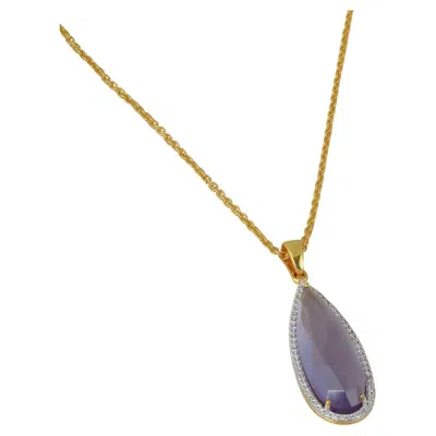 Pre-owned Moi Venus Amethyst Diamond And Gold Pendant Necklace In Purple