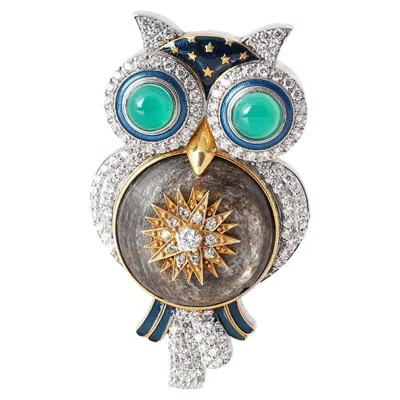 Pre-owned Moi Wisdom Gold Silver Diamond Brooch And Pendant In Multi
