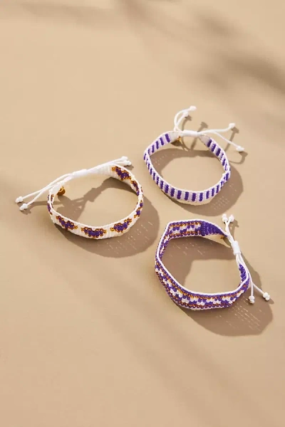Moio Purple Trio Bracelets, Set Of 3 In Gold