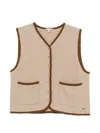 Moismont Contrast-trim Sleeveless Cardigan In Neutral